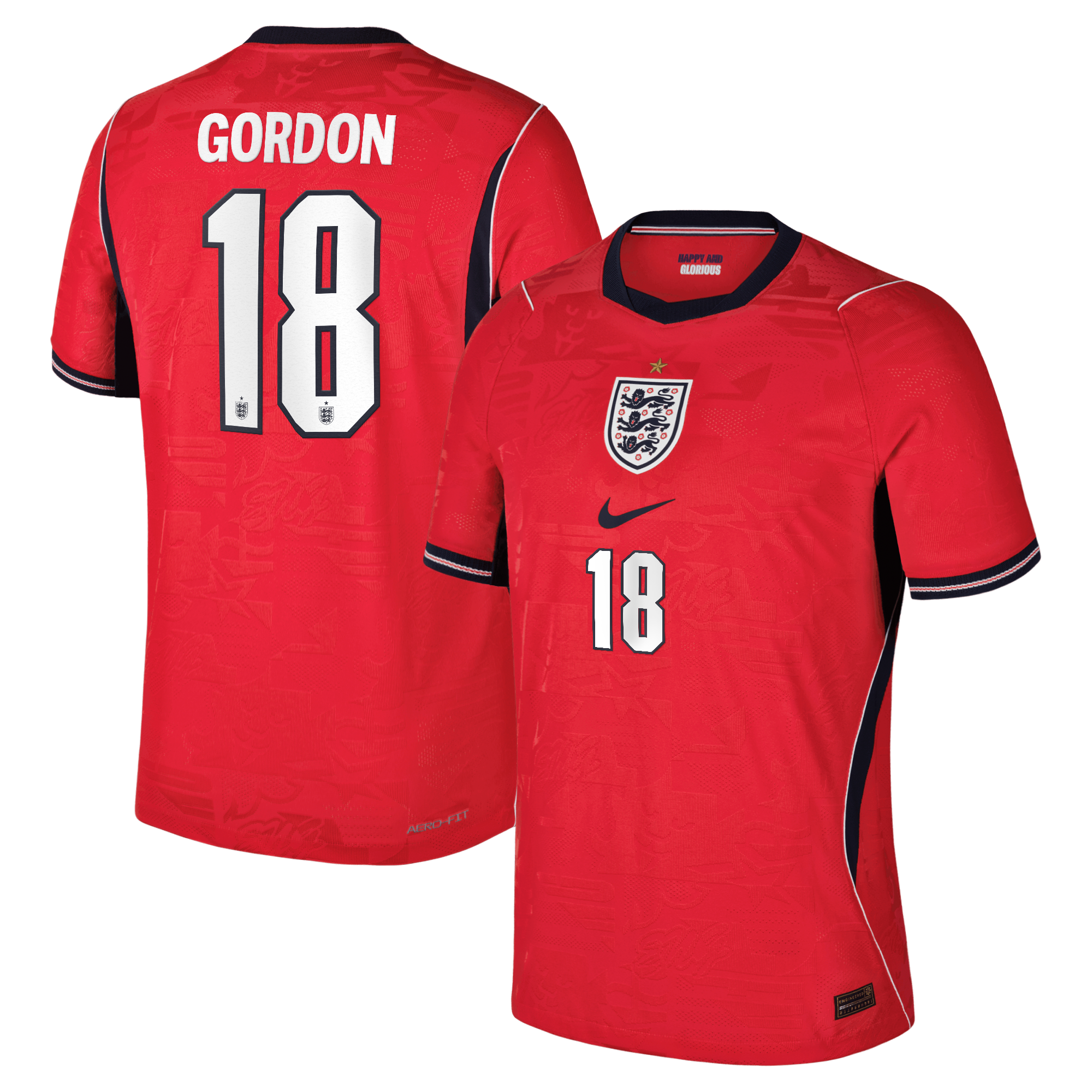 Maillot Extérieur Match Angleterre Nike Aero-FIT 2026 avec flocage Gordon 18
