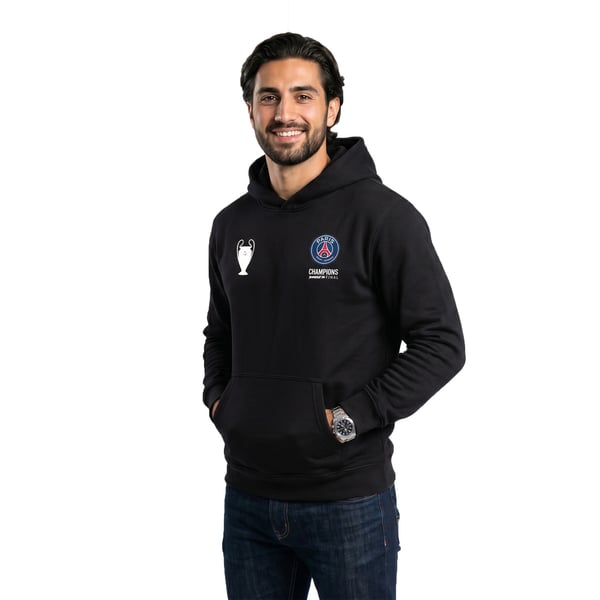 Sweat à capuche PSG Champions d'Europe 2026 - Noir