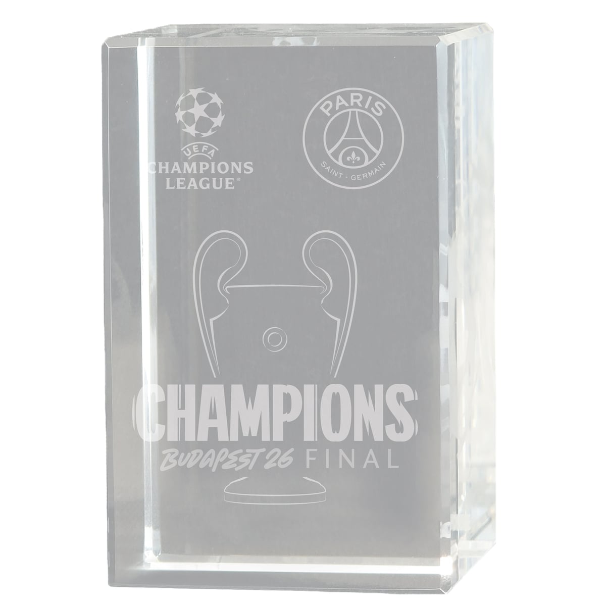 Bloc de cristal PSG Champions d'Europe 2026