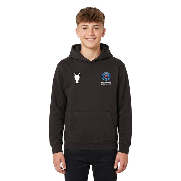 Sweat à capuche PSG Champions d'Europe 2026 - Noir - Enfant