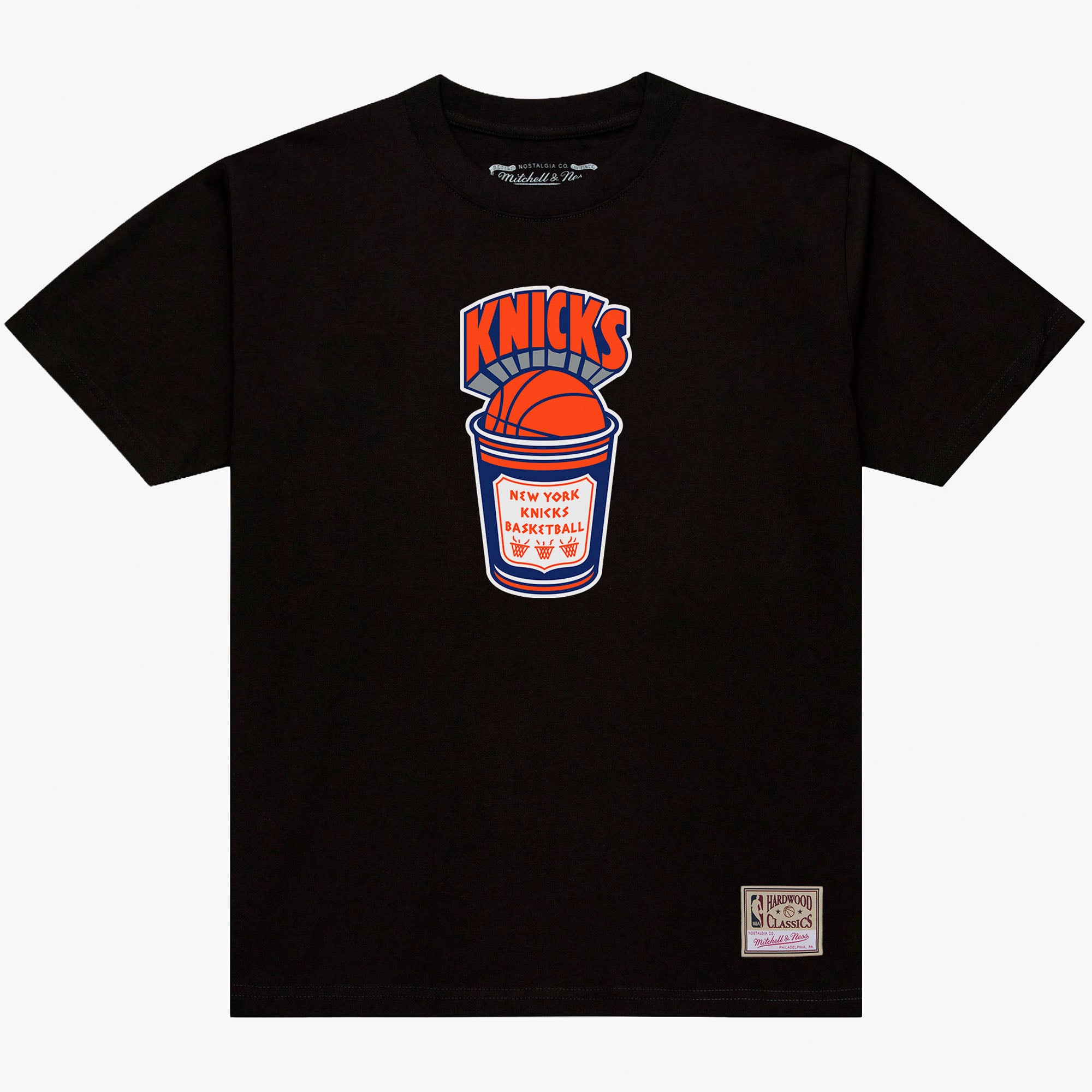 Men's Mitchell & Ness Black New York Knicks Coffee Cup T-Shirt