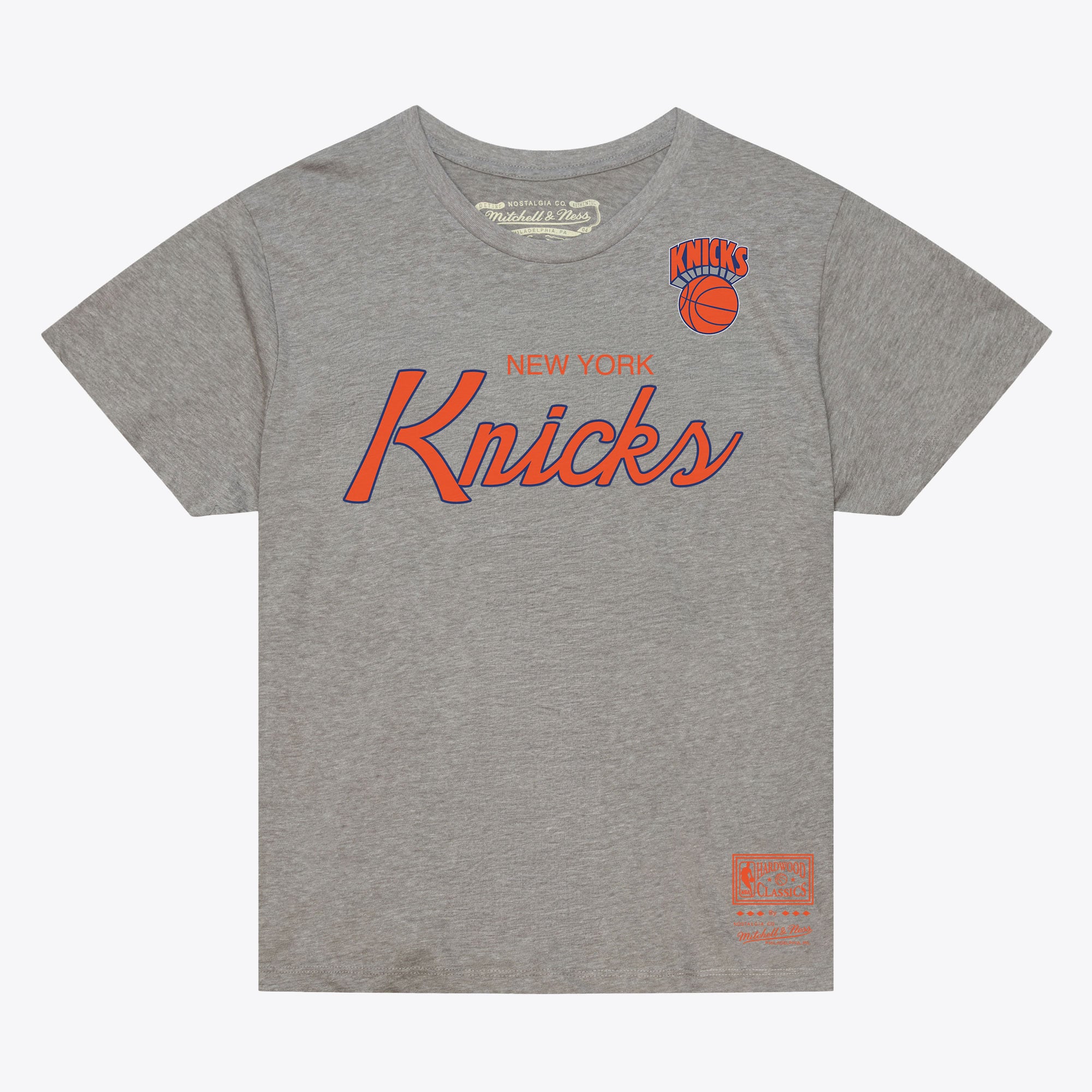 Men's Mitchell & Ness Heather Gray New York Knicks Vintage Wordmark Boxy T-Shirt