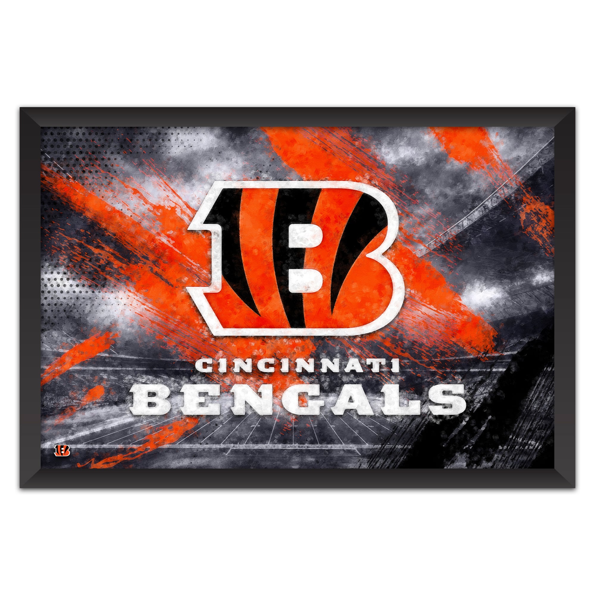 Cincinnati Bengals 27″ x 39″ Brush Stroke Logo Framed Art Print Cincinnati Bengals 27″ x 39″ Brush Stroke Logo Framed Art Print