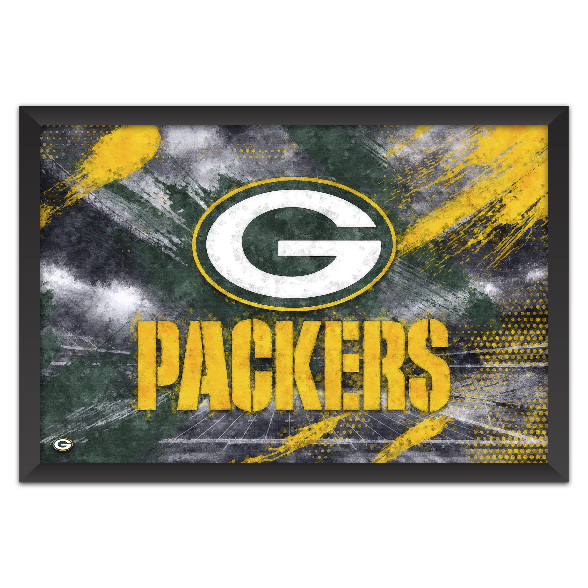 Green Bay Packers 27" x 39" Brush Stroke Logo Framed Art Print