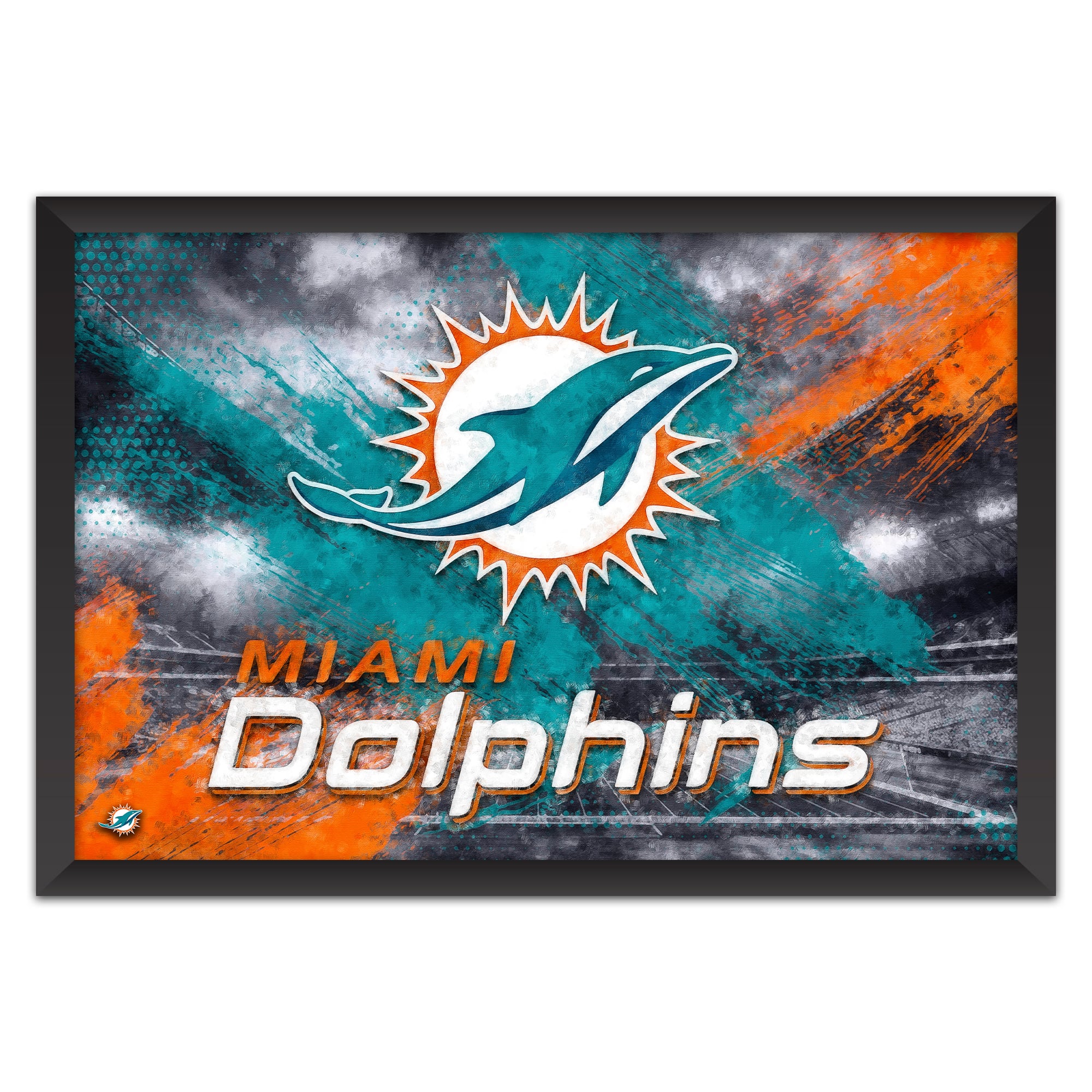 Miami Dolphins 27" x 39" Brush Stroke Logo Framed Art Print