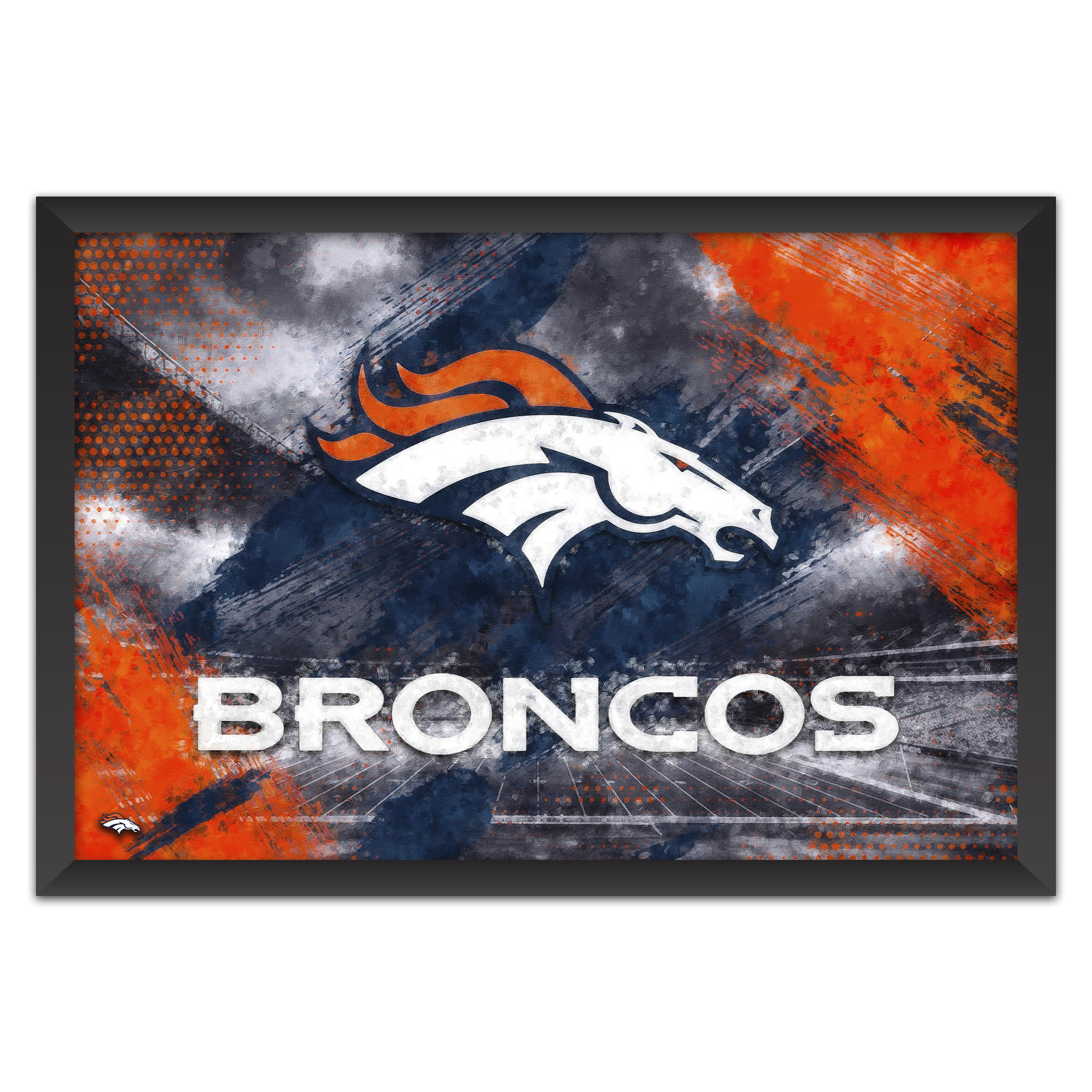Denver Broncos 14" x 20" Brush Stroke Logo Framed Art Print