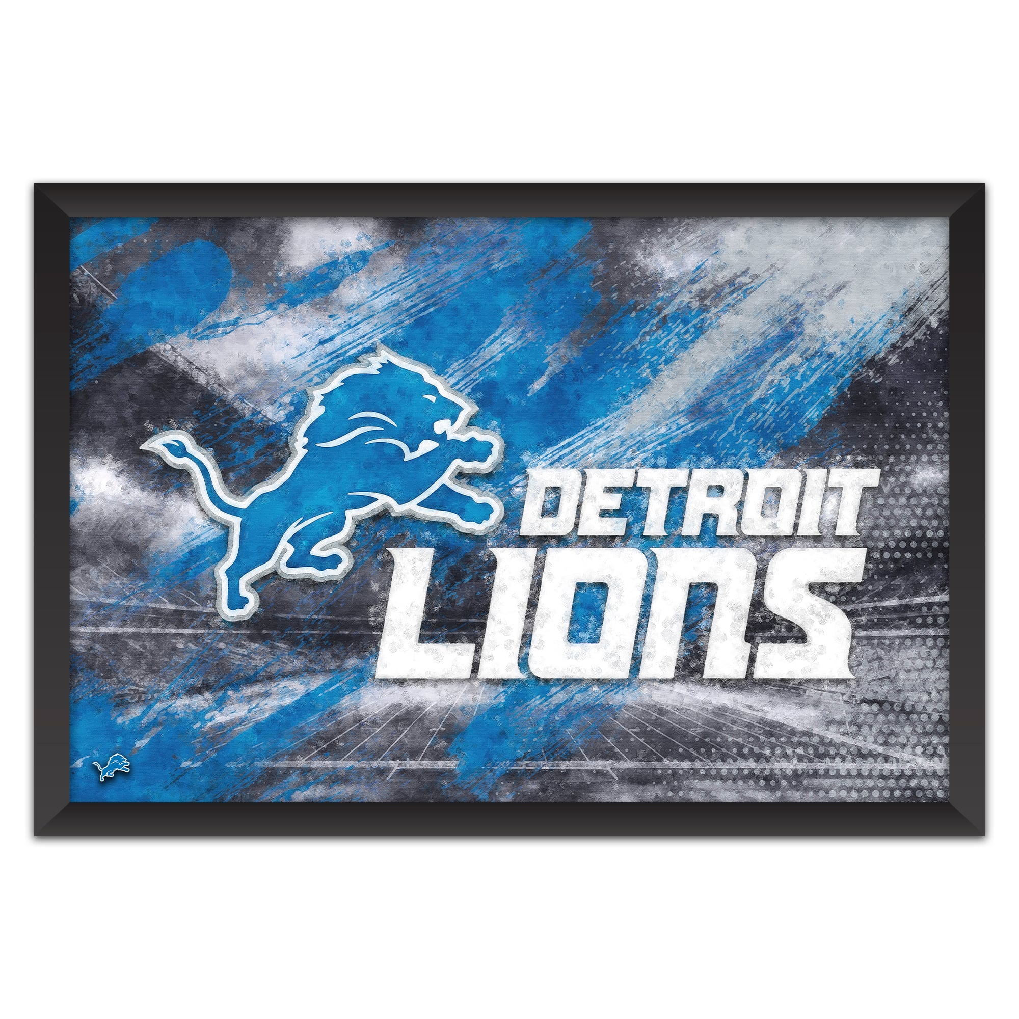 Detroit Lions 14" x 20" Brush Stroke Logo Framed Art Print