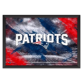 New England Patriots 14" x 20" Brush Stroke Logo Framed Art Print