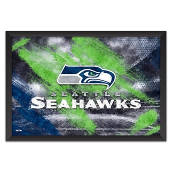 Seattle Seahawks 14" x 20" Brush Stroke Logo Framed Art Print