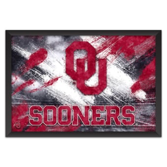 Oklahoma Sooners 27" x 39" Brush Stroke Logo Framed Art Print