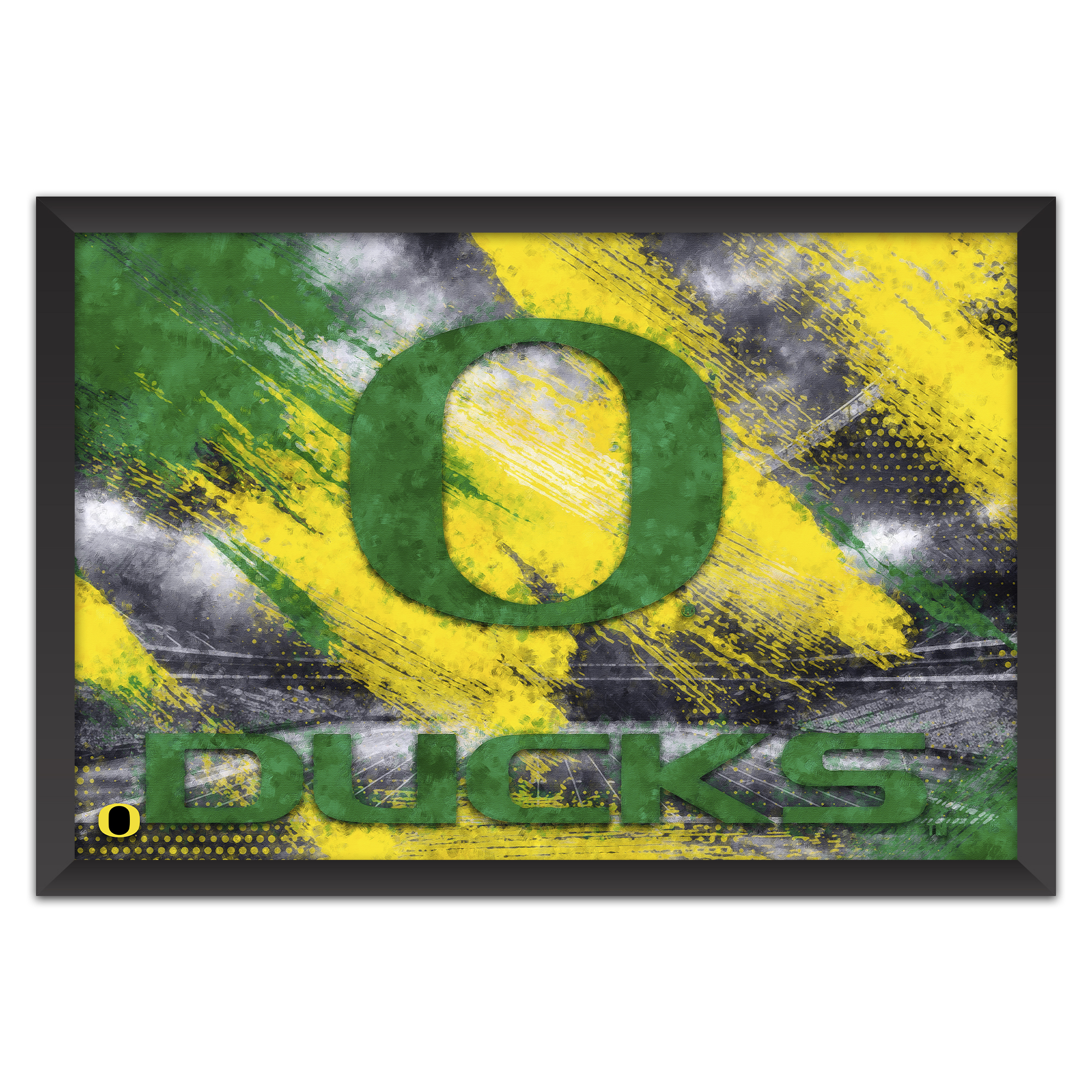 Oregon Ducks 14" x 20" Brush Stroke Logo Framed Art Print