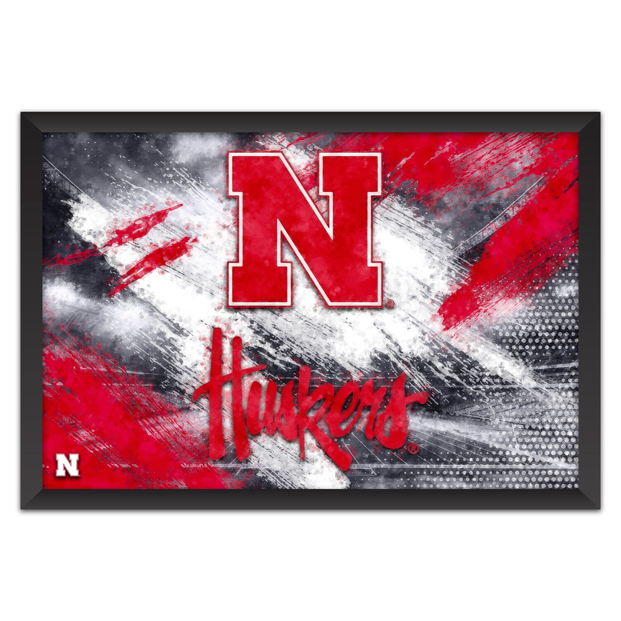 Nebraska Huskers 14" x 20" Brush Stroke Logo Framed Art Print