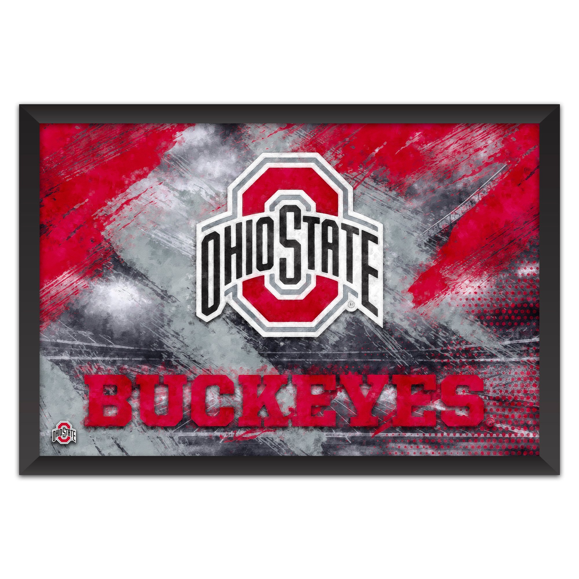 Ohio State Buckeyes 14" x 20" Brush Stroke Logo Framed Art Print