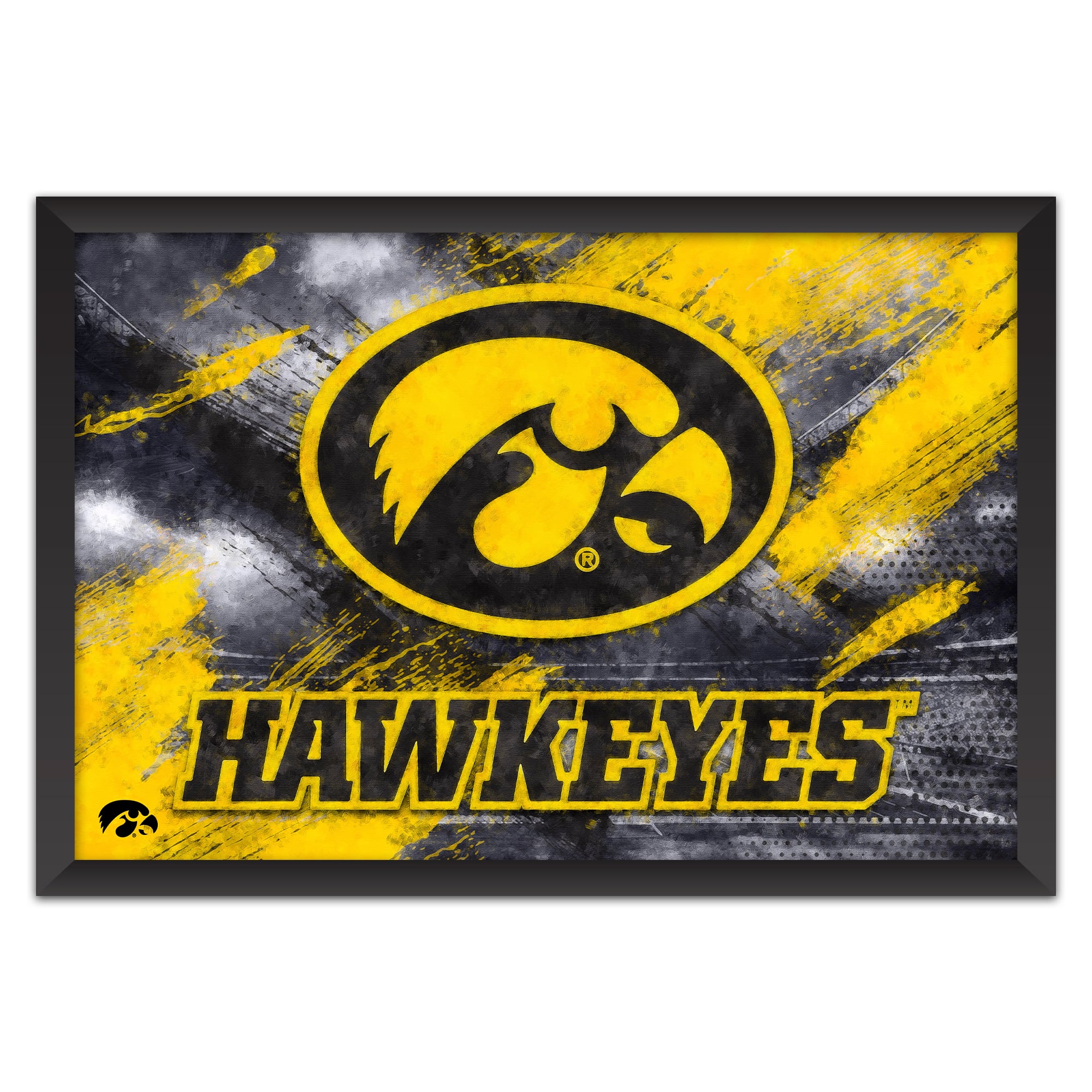 Iowa Hawkeyes 14" x 20" Brush Stroke Logo Framed Art Print