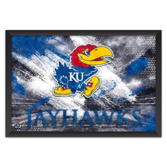 Kansas Jayhawks 14" x 20" Brush Stroke Logo Framed Art Print