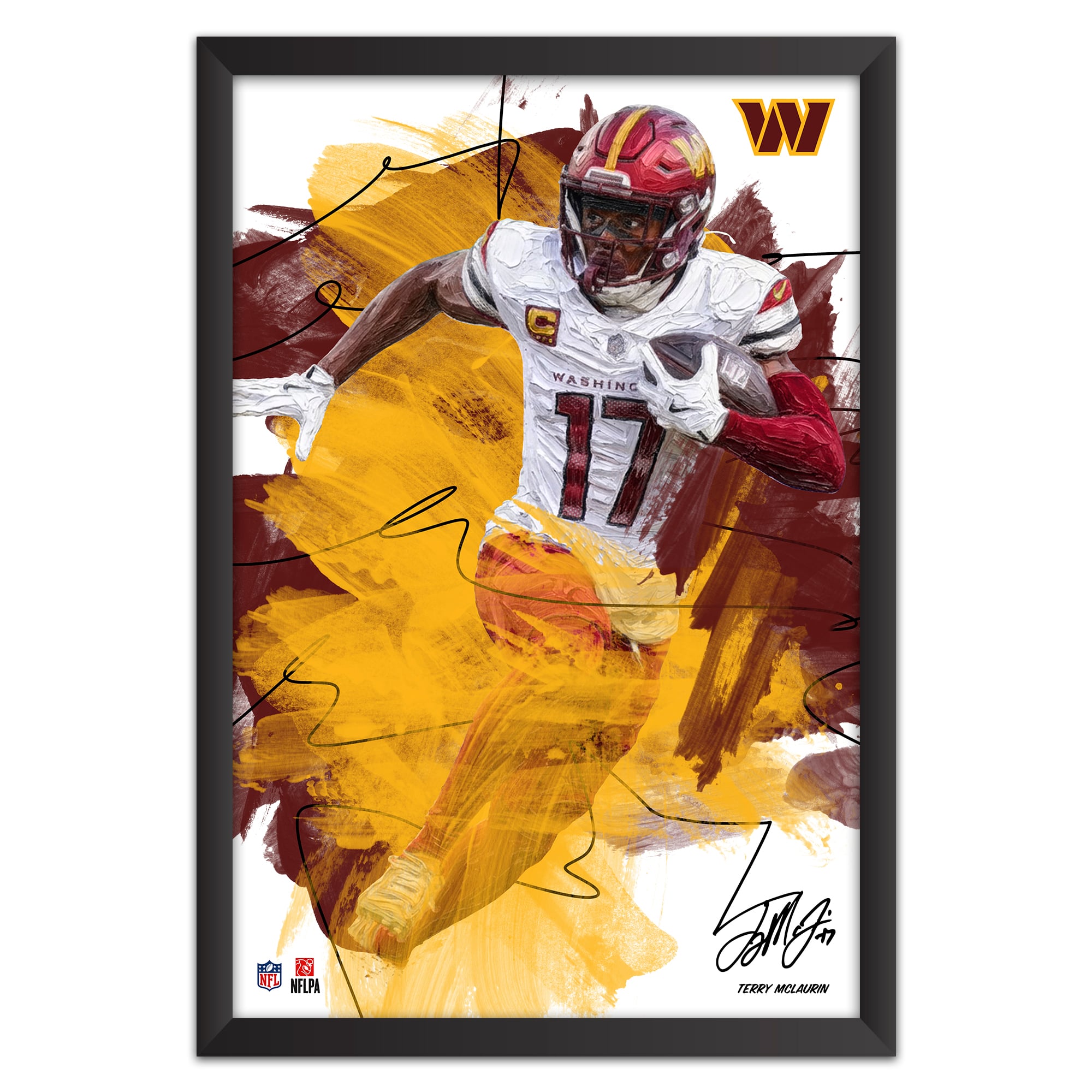 Terry McLaurin Washington Commanders 27" x 39" Brush Stroke Player Framed Art Print
