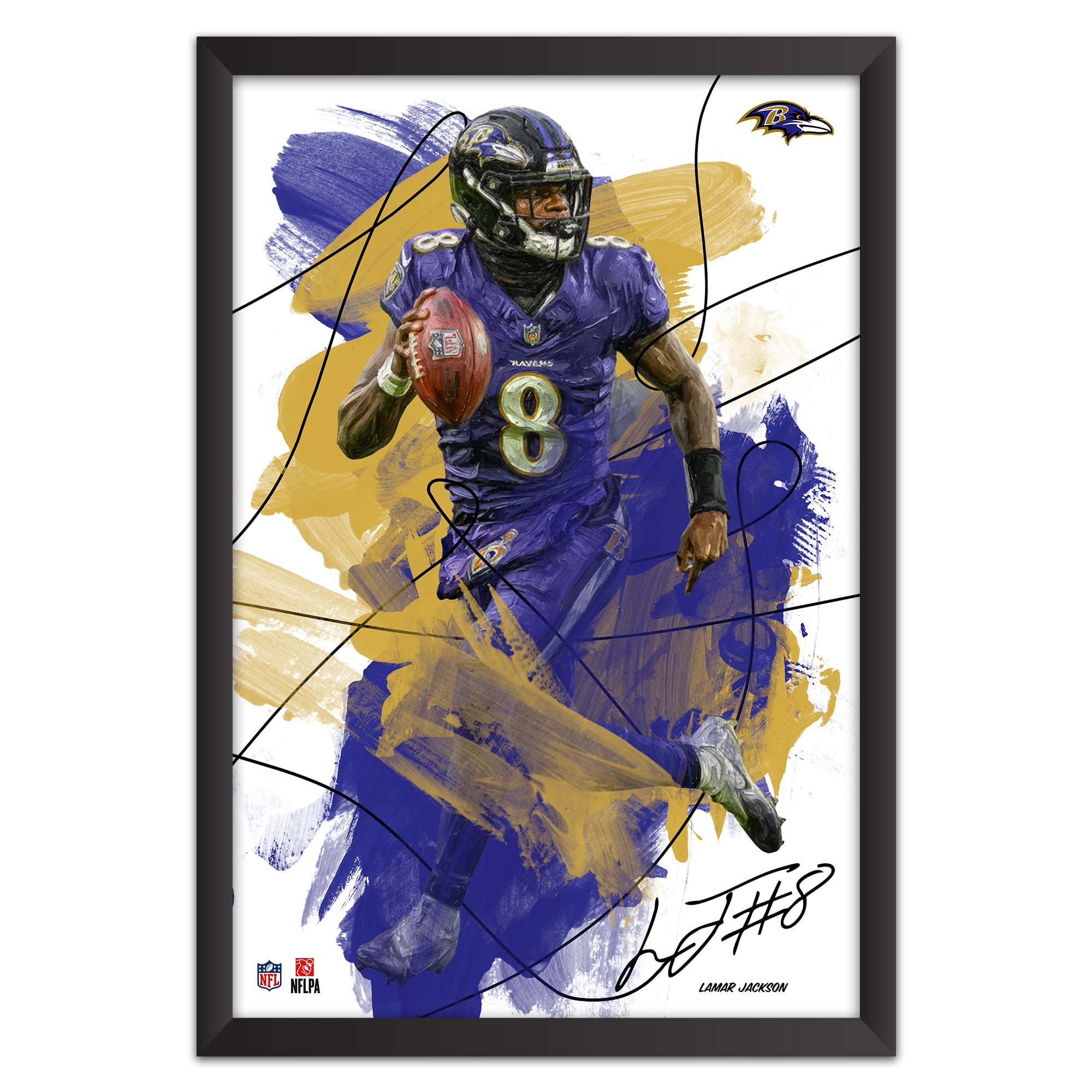 Lamar Jackson Baltimore Ravens 27" x 39" Brush Stroke Player Framed Art Print