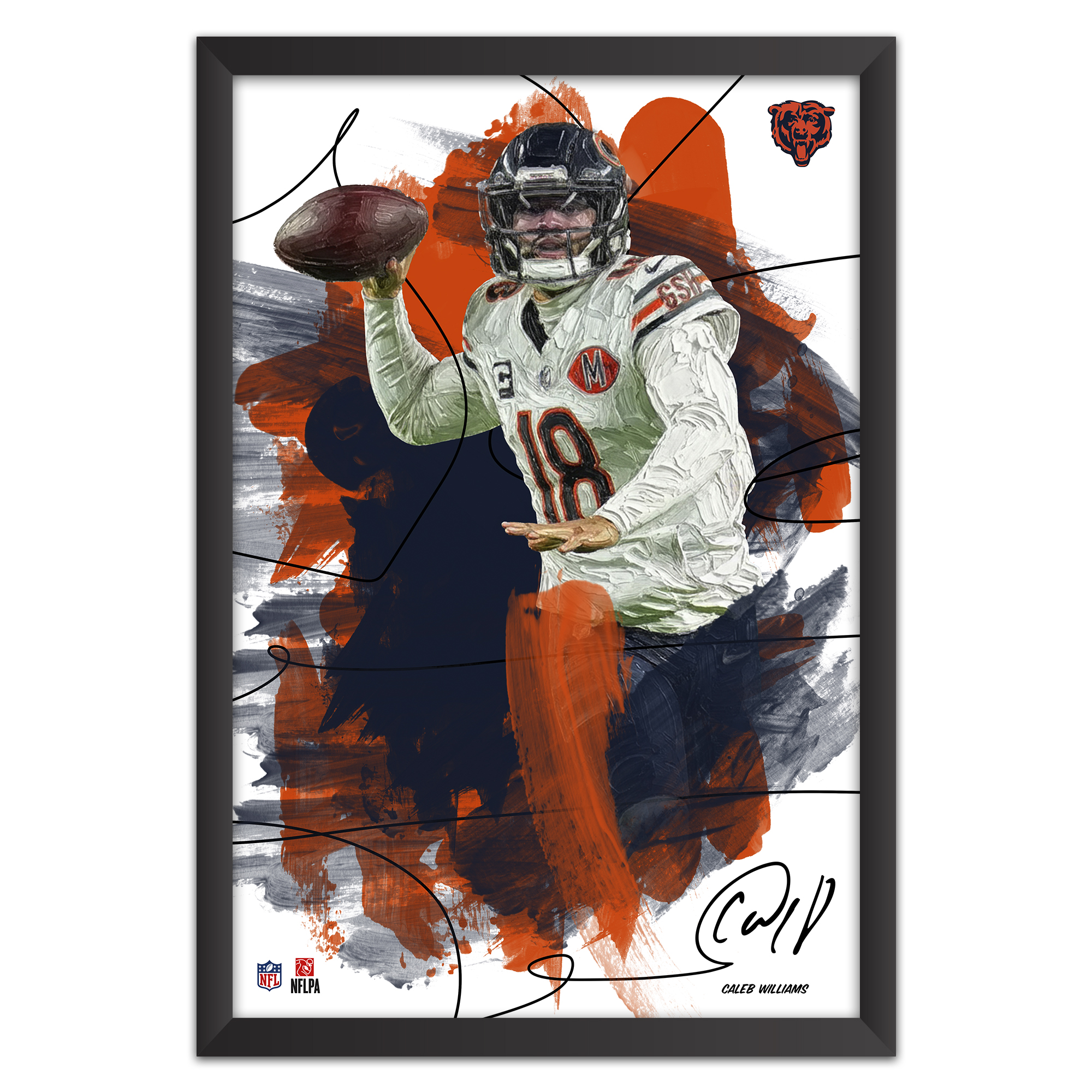 Caleb Williams Chicago Bears 27" x 39" Brush Stroke Player Framed Art Print