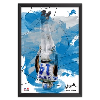 Amon-Ra St. Brown Detroit Lions 27" x 39" Brush Stroke Player Framed Art Print