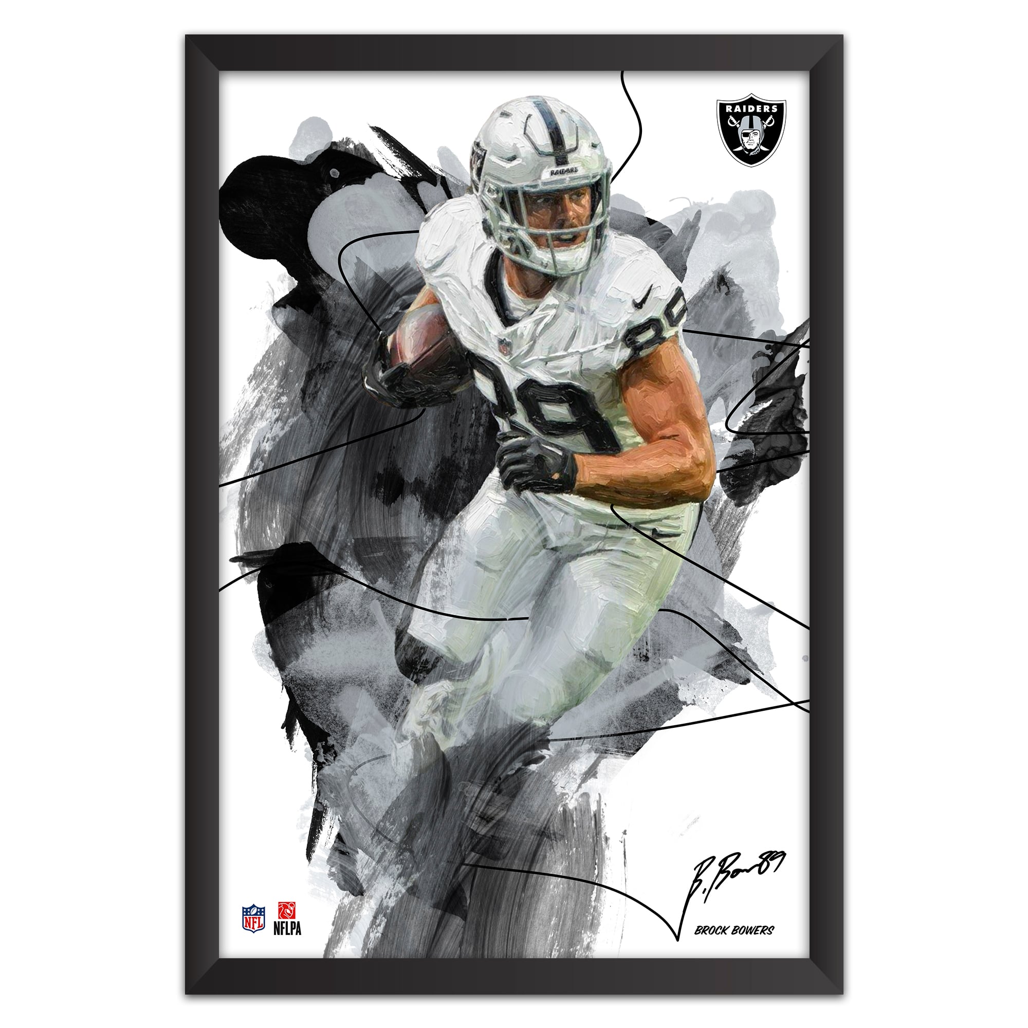 Brock Bowers Las Vegas Raiders 27" x 39" Brush Stroke Player Framed Art Print