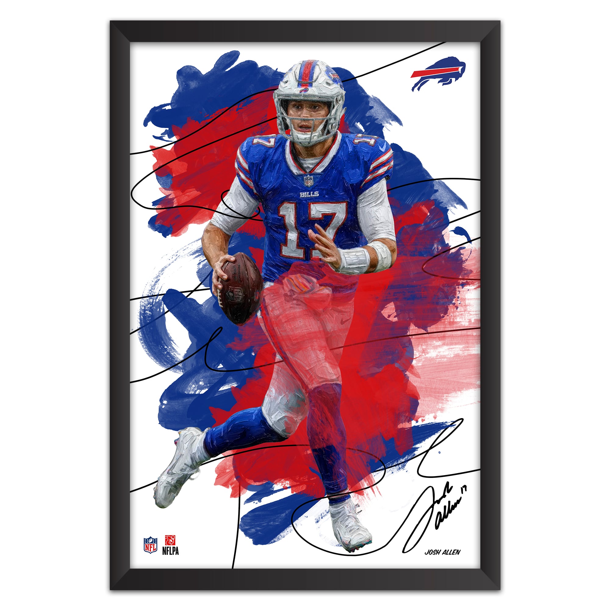 Josh Allen Buffalo Bills 14" x 20" Brush Stroke Player Framed Art Print