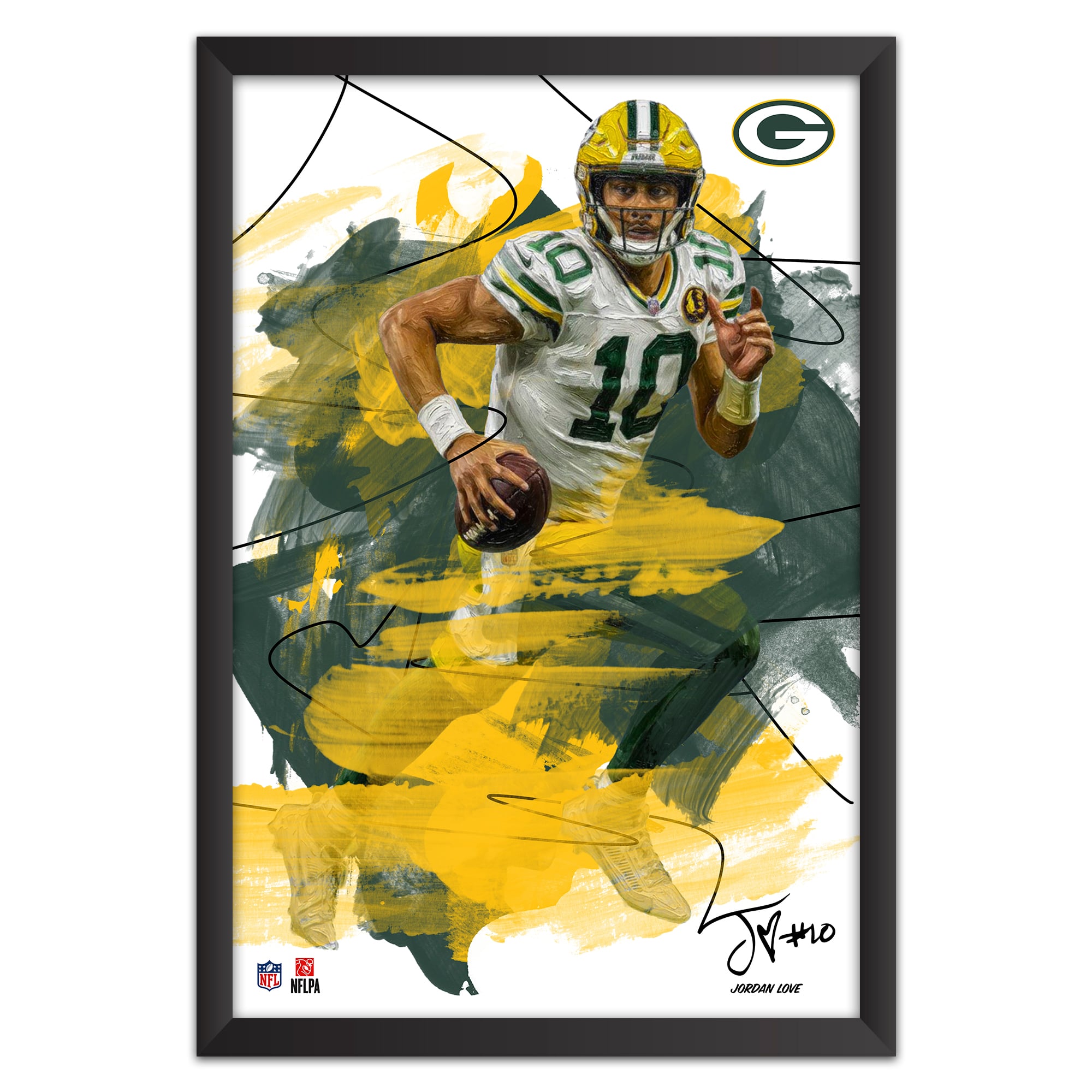 Jordan Love Green Bay Packers 14" x 20" Brush Stroke Player Framed Art Print
