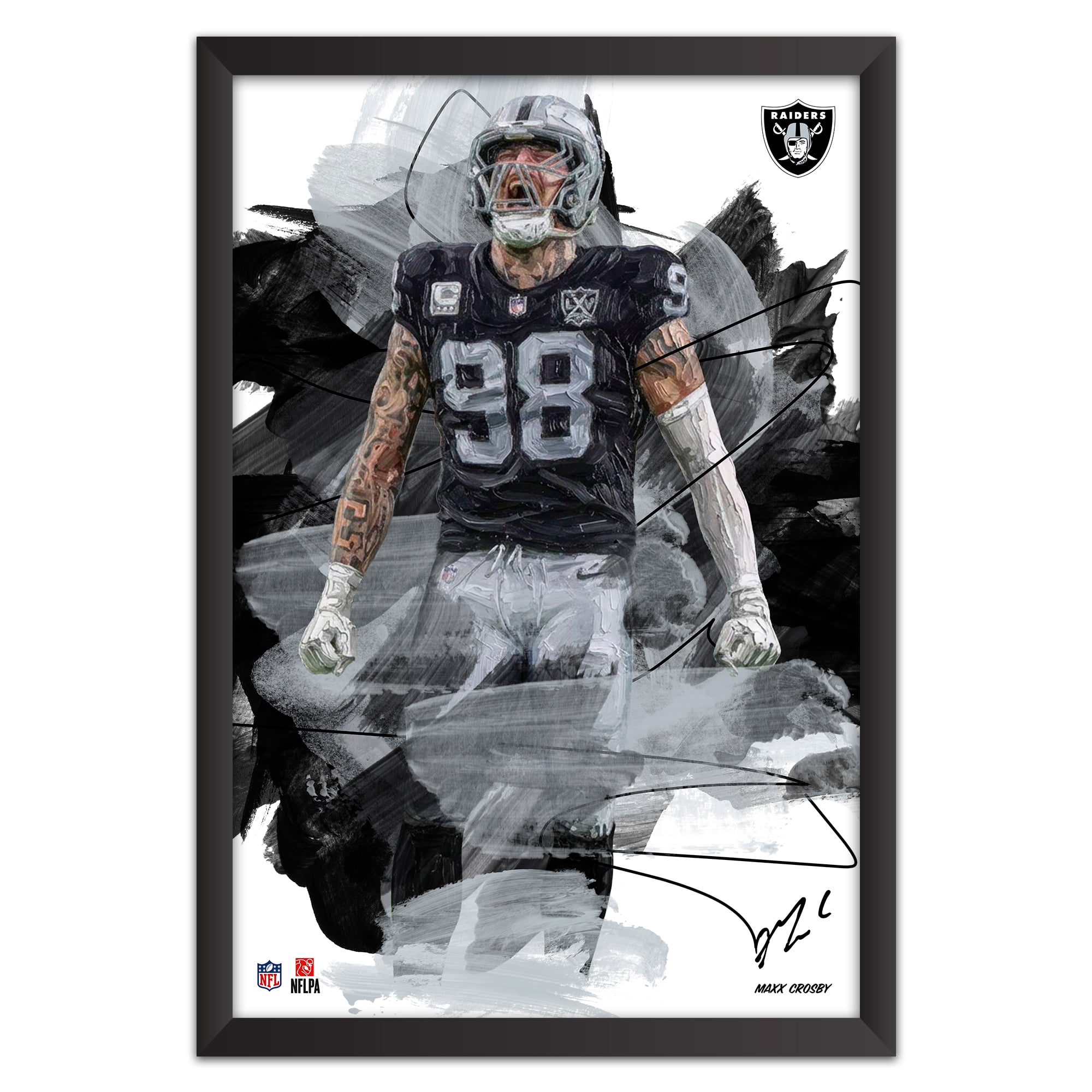 Maxx Crosby Las Vegas Raiders 14" x 20" Brush Stroke Player Framed Art Print