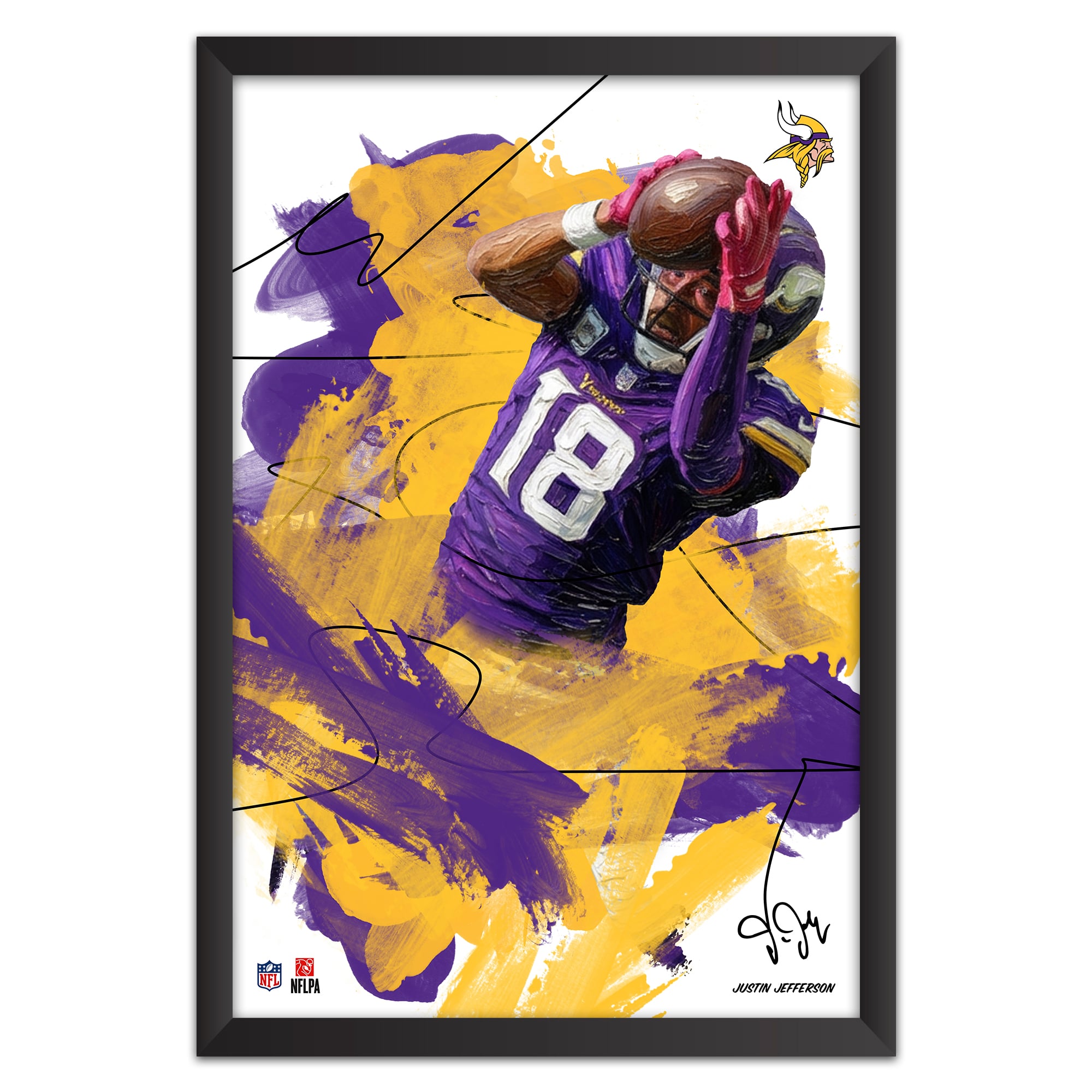 Justin Jefferson Minnesota Vikings 14" x 20" Brush Stroke Player Framed Art Print