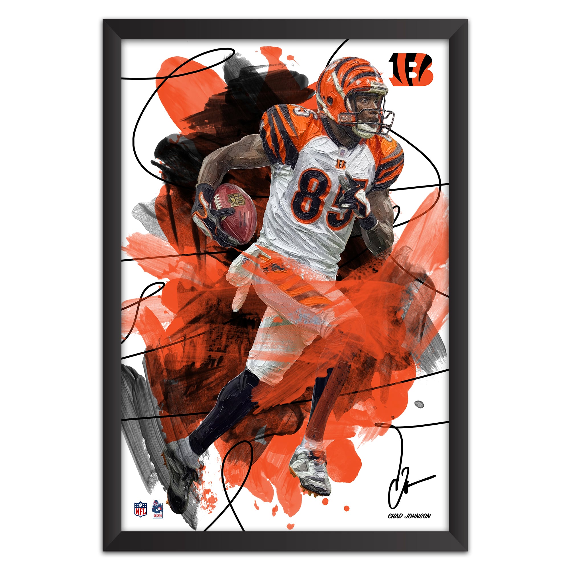 Chad Johnson Cincinnati Bengals 27″ x 39″ Brush Stroke Player Framed Art Print Chad Johnson Cincinnati Bengals 27″ x 39″ Brush Stroke Player Framed Art Print