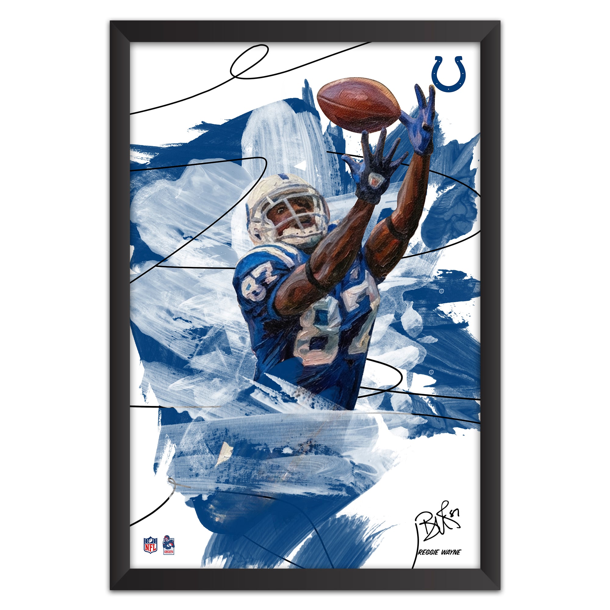 Reggie Wayne Indianapolis Colts 27" x 39" Brush Stroke Player Framed Art Print