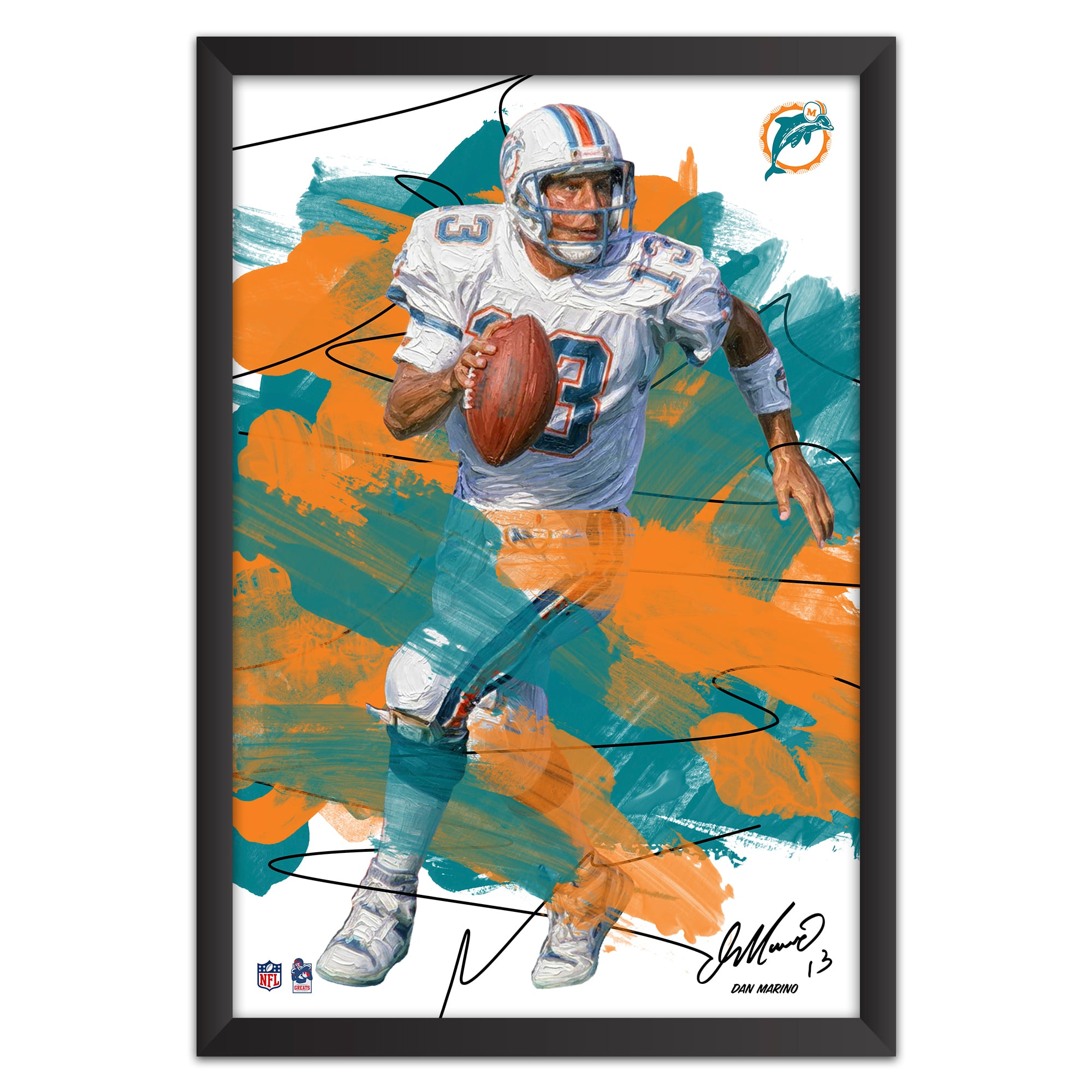 Dan Marino Miami Dolphins 14" x 20" Brush Stroke Player Framed Art Print