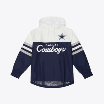 Men's Mitchell & Ness  Navy Dallas Cowboys Head Coach Anorak Quarter-Zip Windbreaker Jacket