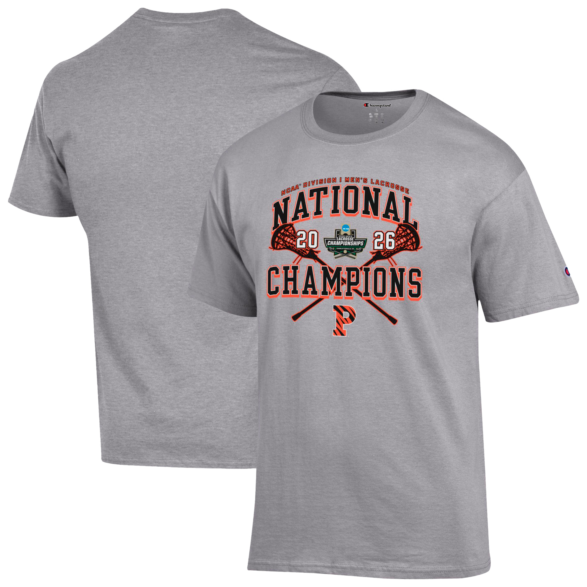 Unisex Champion  Gray Princeton Tigers 2026 NCAA Men's Lacrosse National Champions T-Shirt