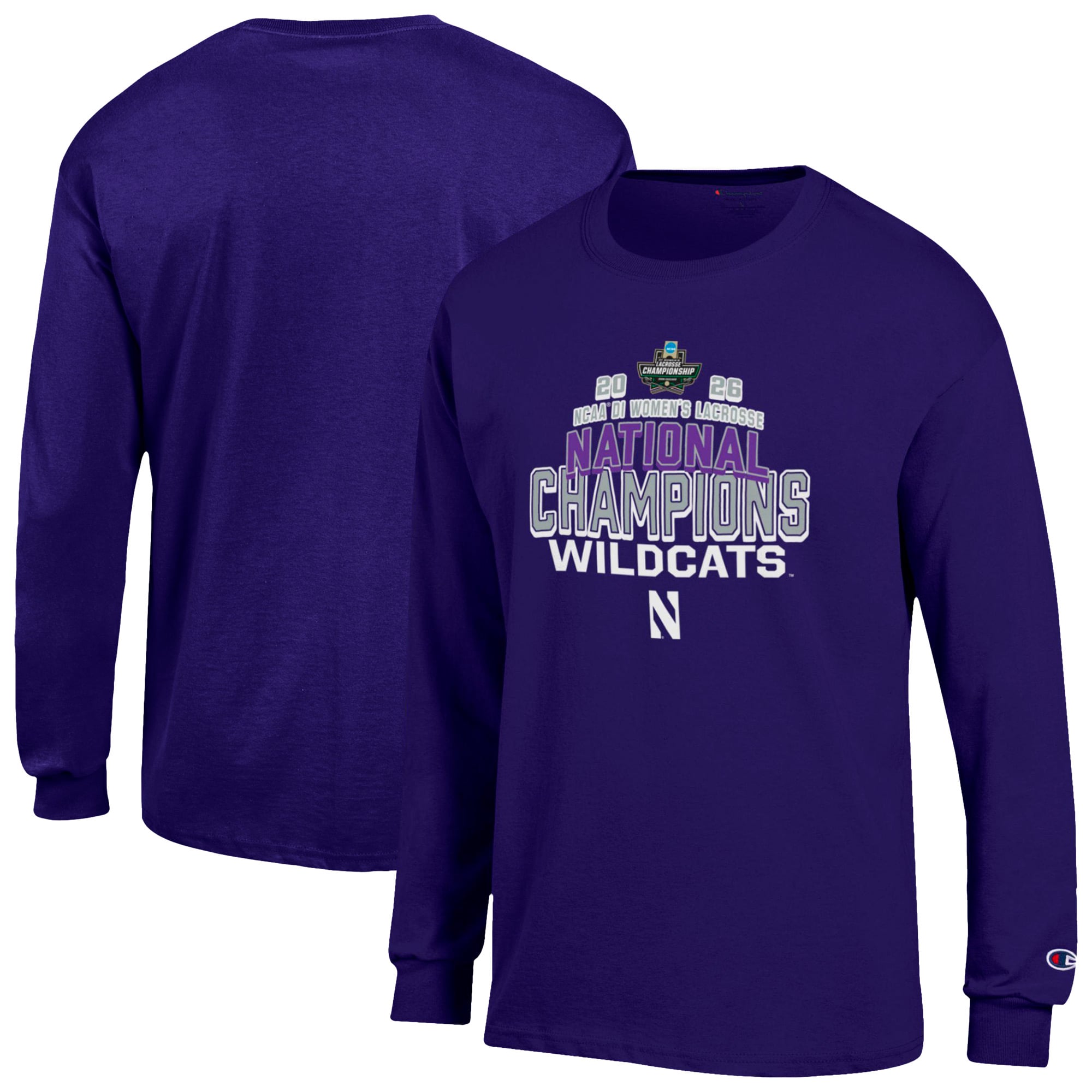 Unisex Champion  Purple Northwestern Wildcats 2026 NCAA Women's Lacrosse National Champions Long Sleeve T-Shirt