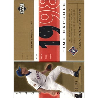 2002 Upper Deck Honor Roll Time Capsule Game Jersey Gold #TCAR2 Alex Rodriguez 98