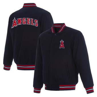 Men's JH Design  Navy Los Angeles Angels Full-Snap Reversible Wool Jacket