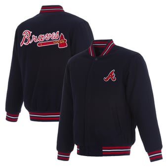 Men's JH Design  Navy Atlanta Braves Full-Snap Reversible Wool Jacket