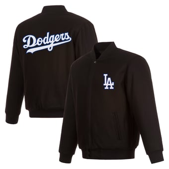Men's JH Design  Black Los Angeles Dodgers Full-Snap Reversible Wool Jacket