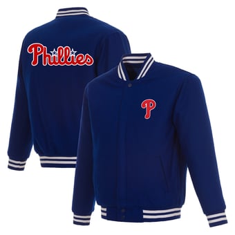 Men's JH Design  Royal Philadelphia Phillies Full-Snap Reversible Wool Jacket