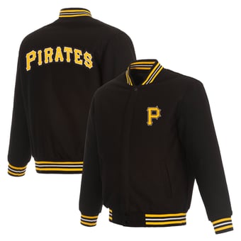 Men's JH Design  Black Pittsburgh Pirates Full-Snap Reversible Wool Jacket