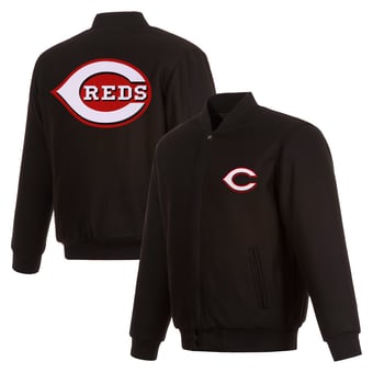 Men's JH Design  Black Cincinnati Reds Full-Snap Reversible Wool Jacket