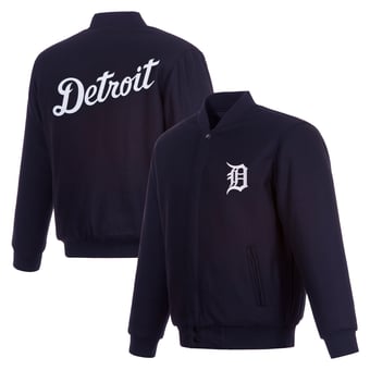 Men's JH Design  Navy Detroit Tigers Full-Snap Reversible Wool Jacket