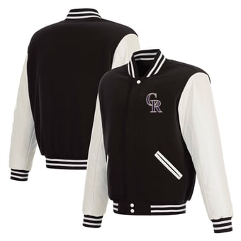 Men's JH Design  Black Colorado Rockies Reversible Full-Snap Varsity Jacket