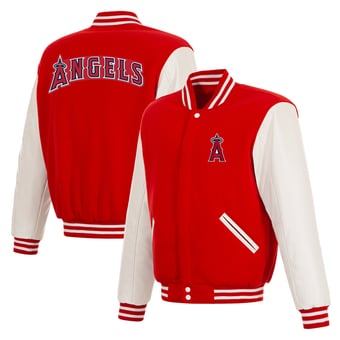Men's JH Design  Red Los Angeles Angels Reversible Full-Snap Varsity Jacket
