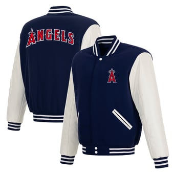 Men's JH Design  Navy Los Angeles Angels Reversible Full-Snap Varsity Jacket