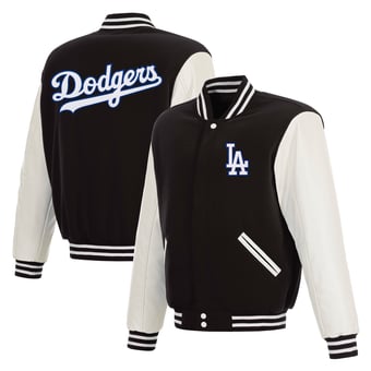 Men's JH Design  Black Los Angeles Dodgers Reversible Full-Snap Varsity Jacket
