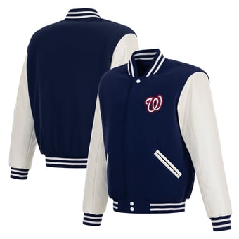 Men's JH Design  Navy Washington Nationals Reversible Full-Snap Varsity Jacket