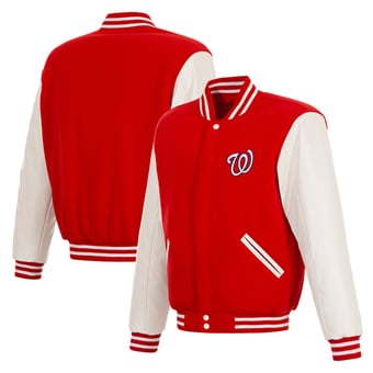 Men's JH Design  Red Washington Nationals Reversible Full-Snap Varsity Jacket