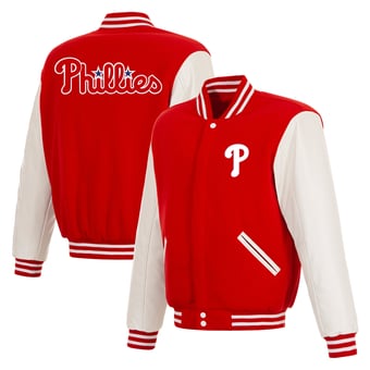 Men's JH Design  Red Philadelphia Phillies Reversible Full-Snap Varsity Jacket