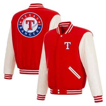 Men's JH Design  Red Texas Rangers Reversible Full-Snap Varsity Jacket